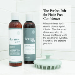 Dermazen Nourishing Conditioner demonstrates frizz control and natural shine.