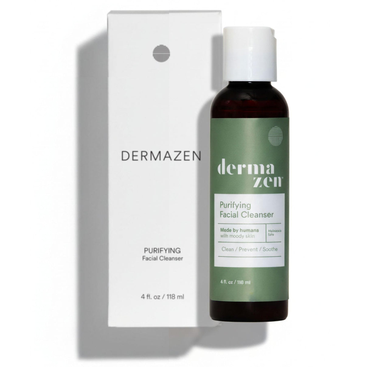 Dermazen Purifying Facial Cleanser bottle front view, fragrance-free formula for sensitive skin.