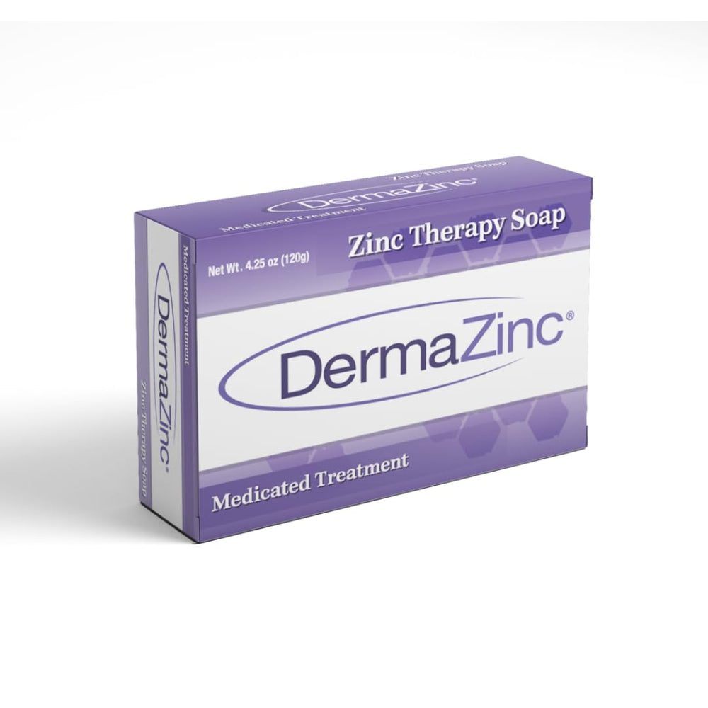 DermaZinc Therapy Soap bar close-up highlighting zinc-based formula for soothing skin