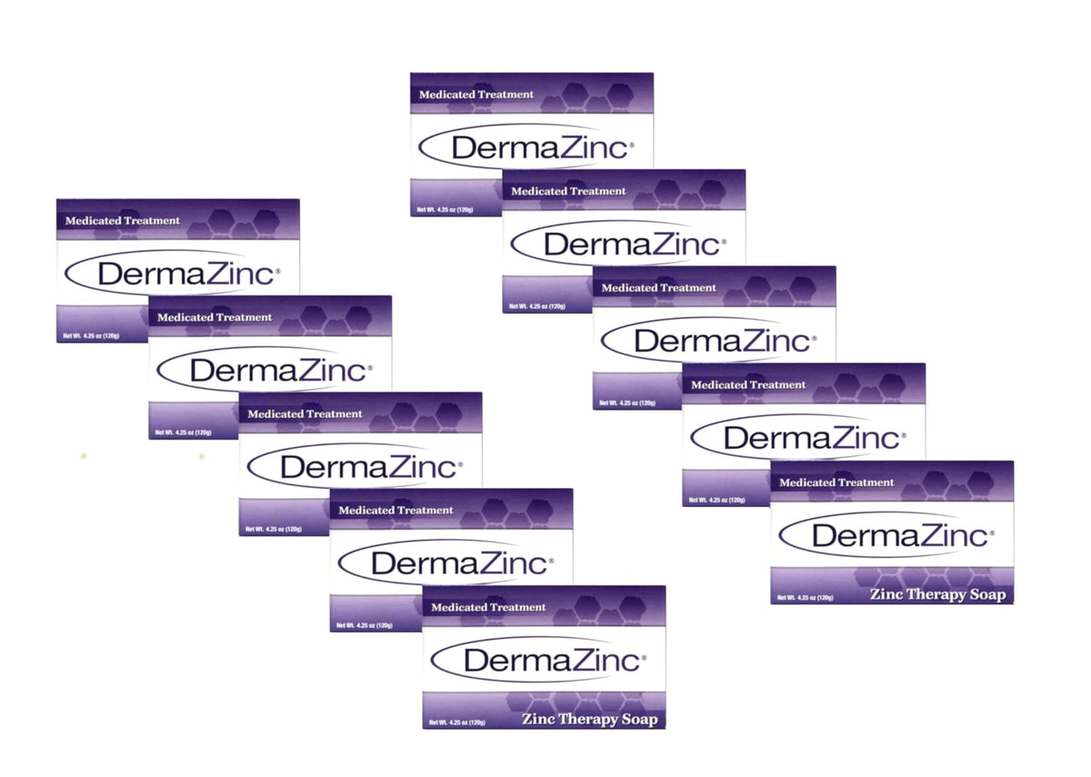 DermaZinc Therapy Soap packaging with branding and zinc formula for gentle skincare.