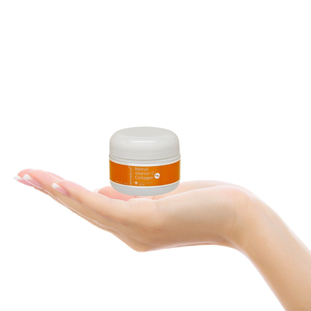 Dermedicine bottle showing brightened skin and even tone