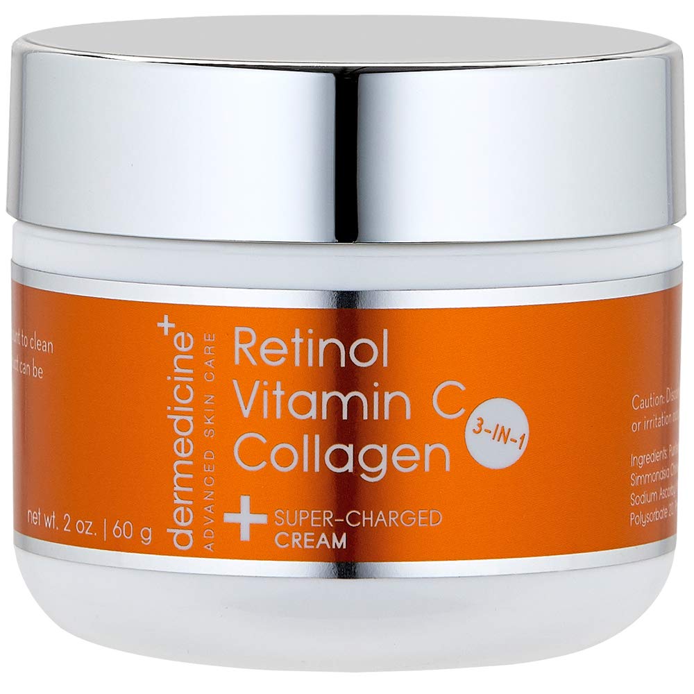 Dermedicine Vitamin C Retinol Collagen cream bottle showing premium packaging for brighter, smoother skin