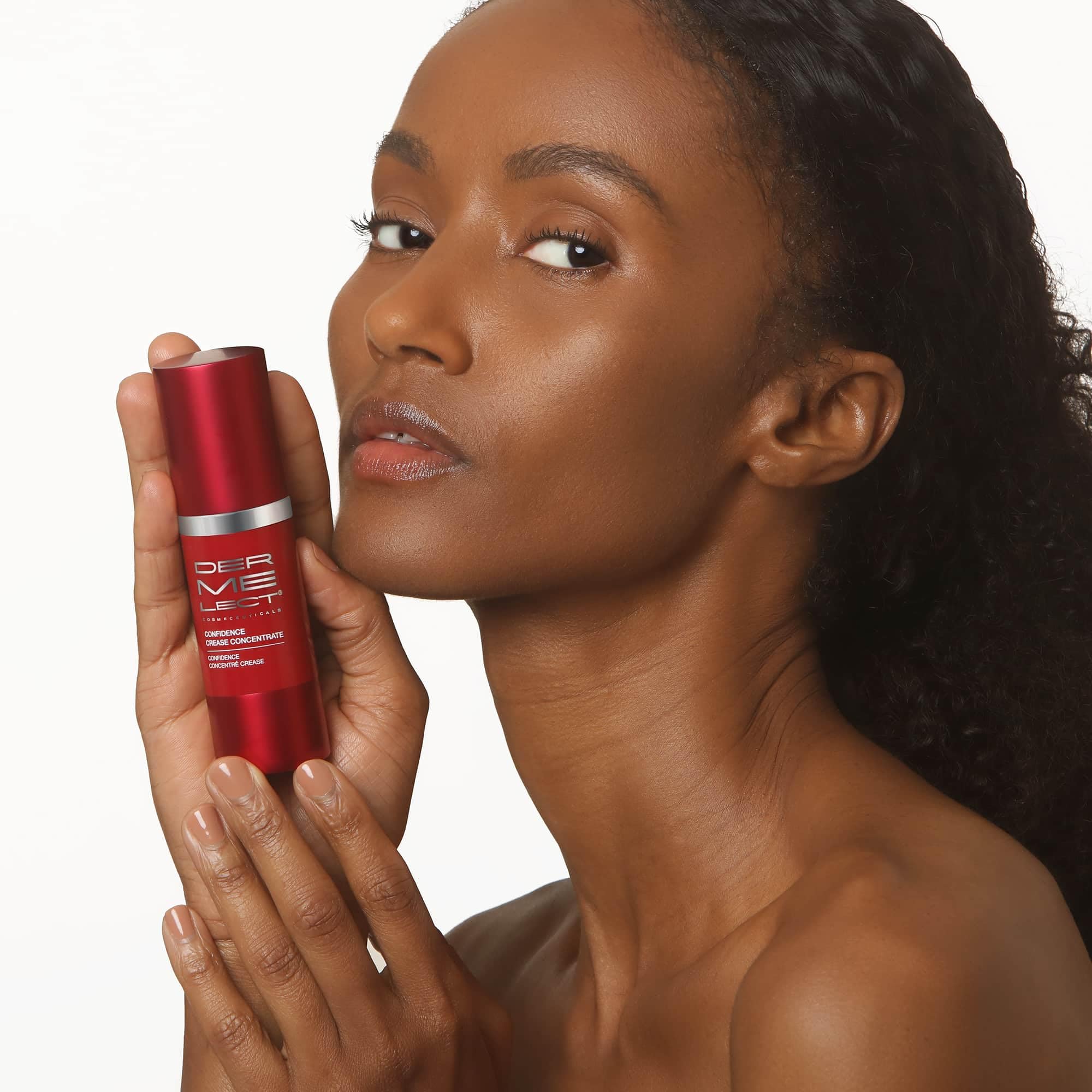 Dermelect ConfidenceCrease Concentrate serum texture closeup with velvety finish