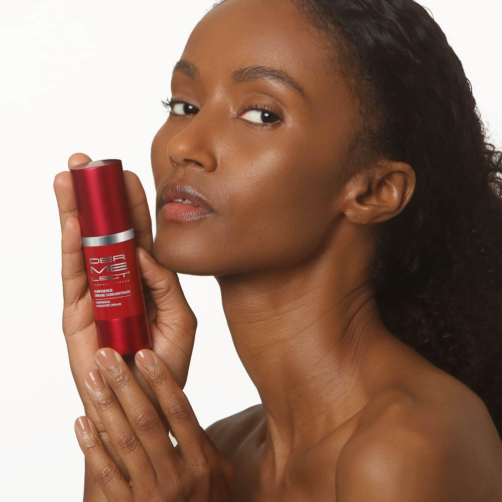 Dermelect ConfidenceCrease Concentrate serum texture closeup with velvety finish