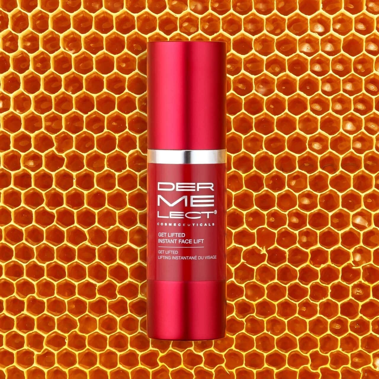 Dermelect Get Lifted cream spread on skin demonstrates instant contouring potential.