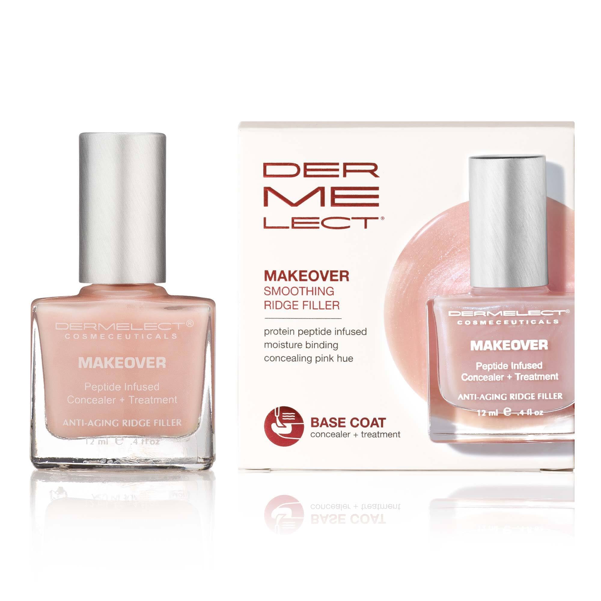 Dermelect Makeover Ridge Filler bottle with shimmering pink base.