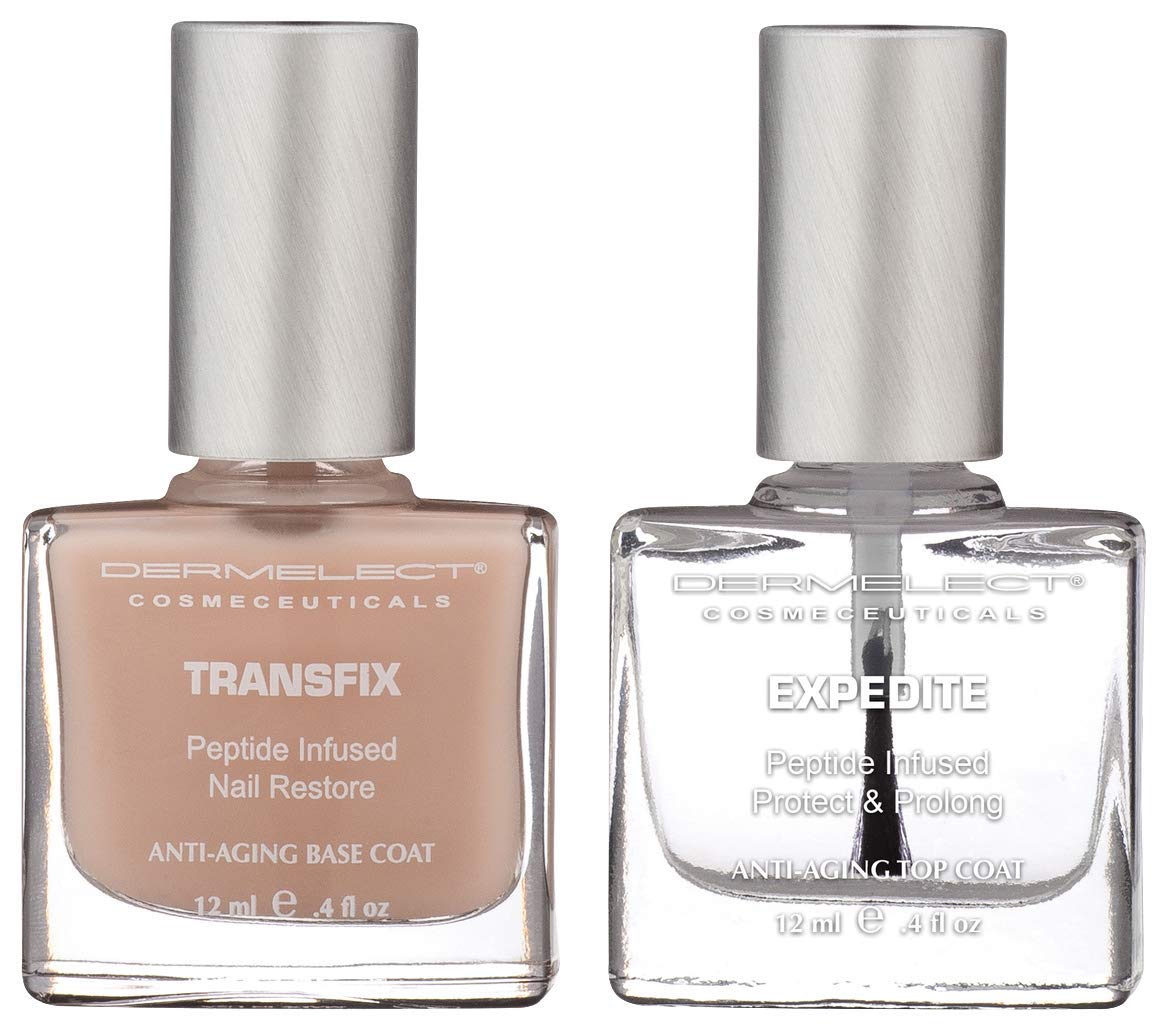 Dermelect Natural Nail Repair Base Coat strengthens nails damaged by gels and acrylics.
