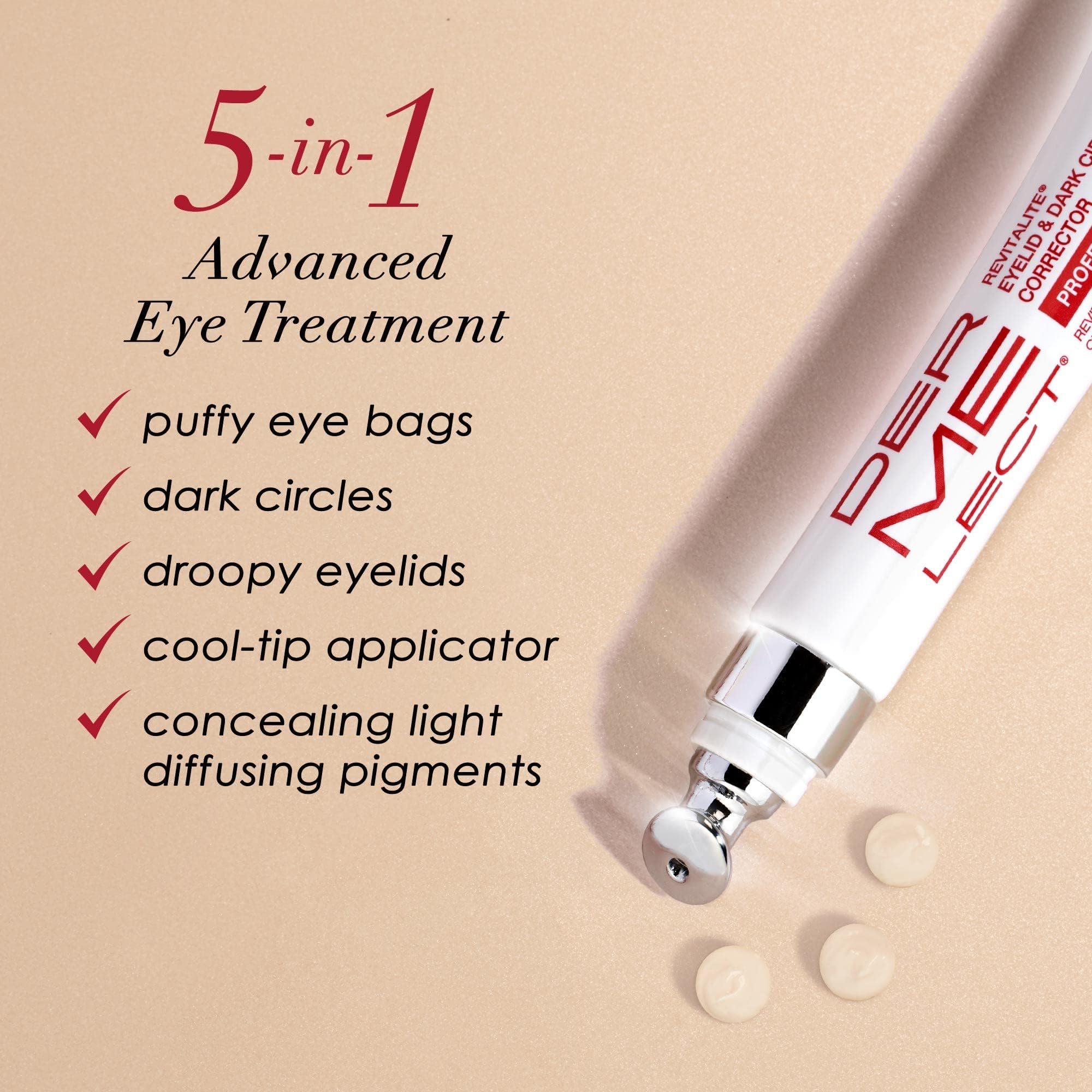 Dermelect Revitalite brightening effect for even skin tone around eyes.