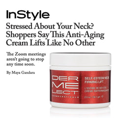 Dermelect Self-Esteem Neck Firming Lift application close-up for smoother neck texture