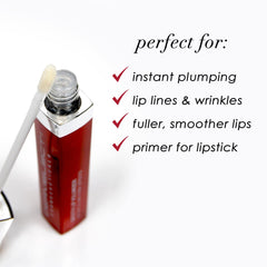 Dermelect lip volumizer applied on lips for instant hydration