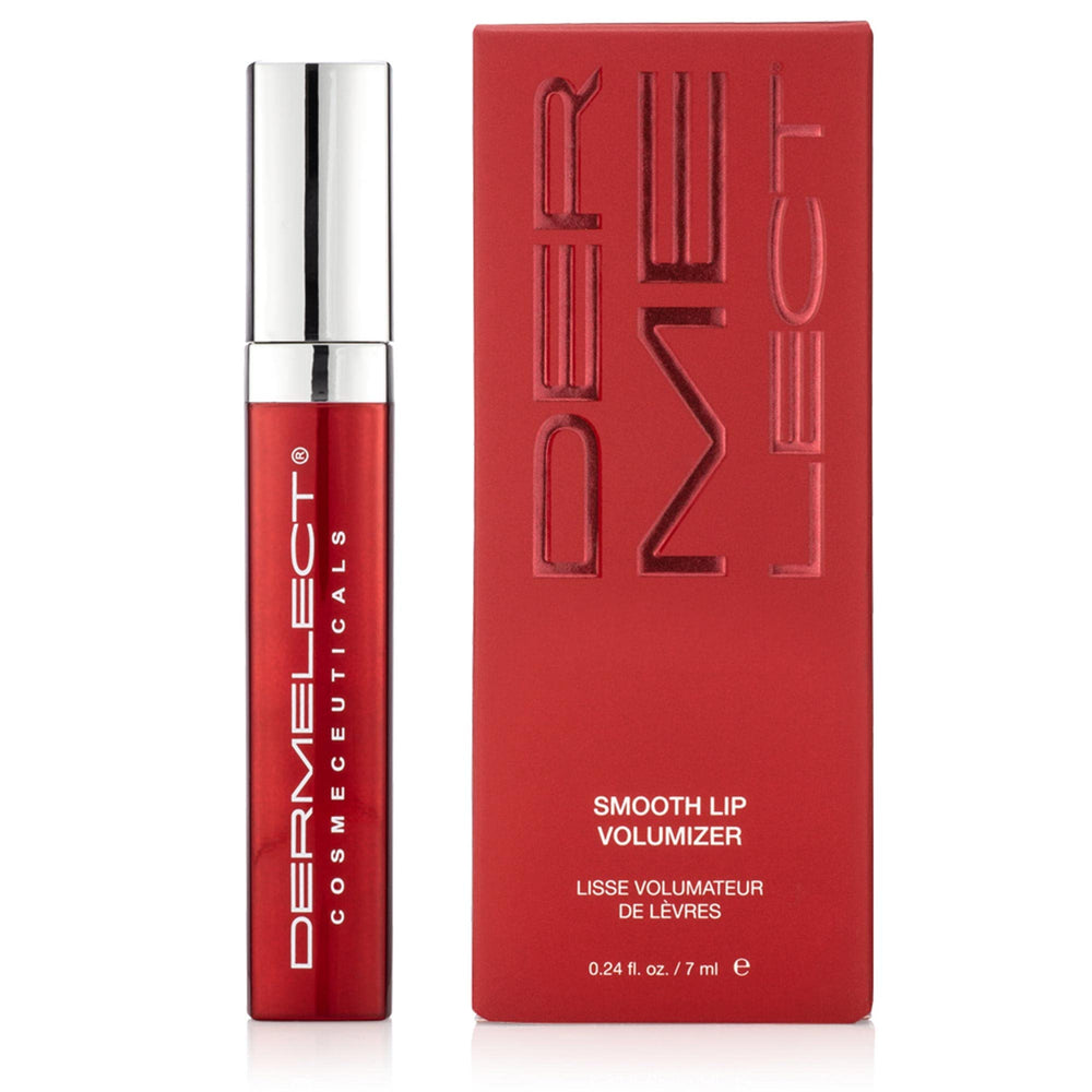 Dermelect Smooth Lip Volumizer tube close-up showcasing sleek packaging