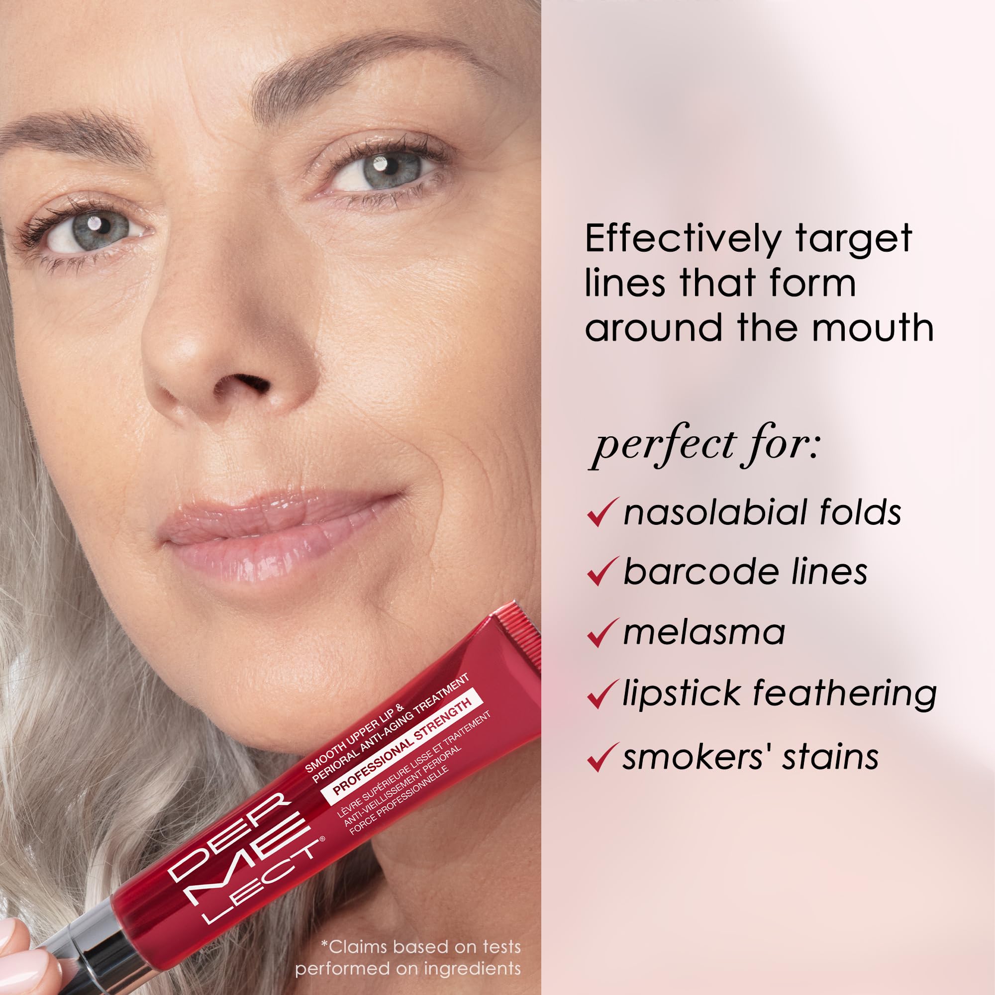 Dermelect Smooth Upper Lip close-up on delicate perioral skin showing even texture.