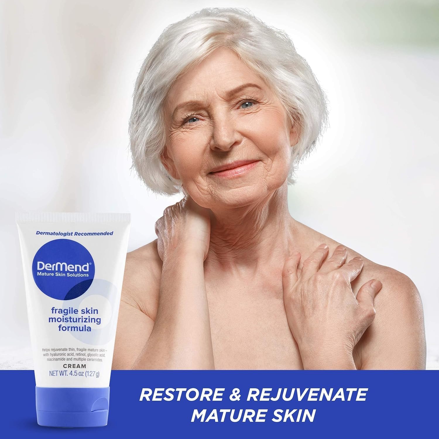 Dermend 4.5-ounce tube packaging shown for home use
