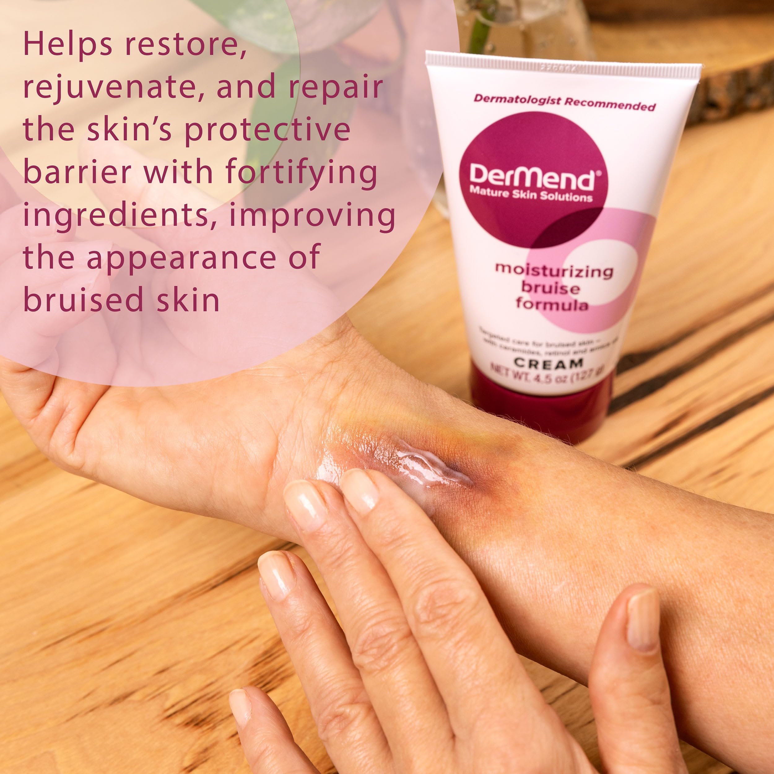 Dermend Arnica Bruising Cream texture close-up highlights light non-oily formula