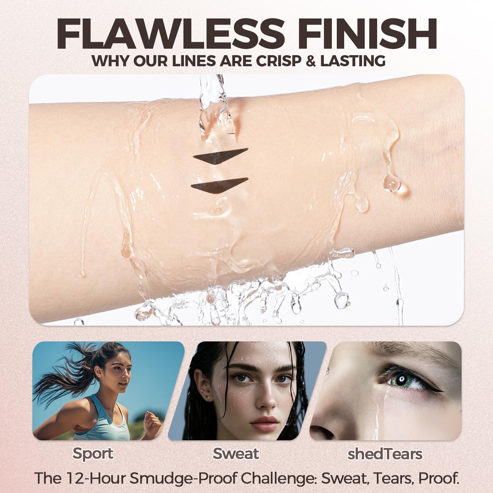 DERMETICS waterproof and smudge-proof formula resists fading through heat and sweat.