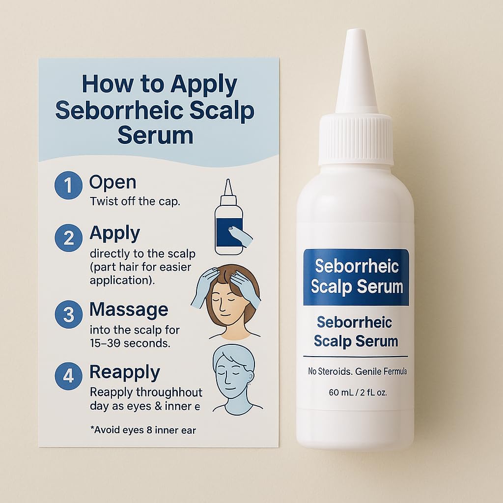 Dermgentle Seborrheic Scalp Serum application on scalp supports routine use.