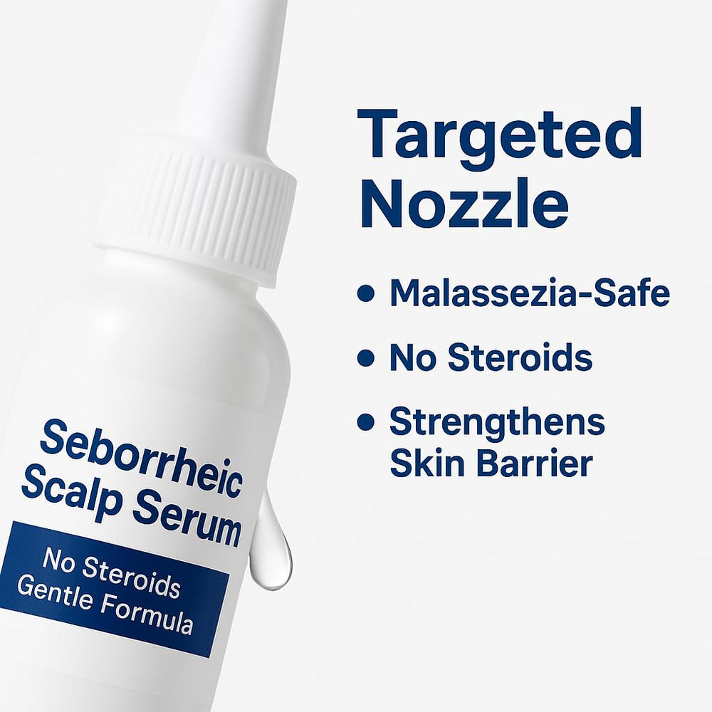 Dermgentle serum droplets on skin illustrate quick-acting calming effect.