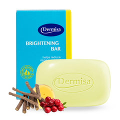 Dermisa brightening bar with kojic acid promotes even skin tone.