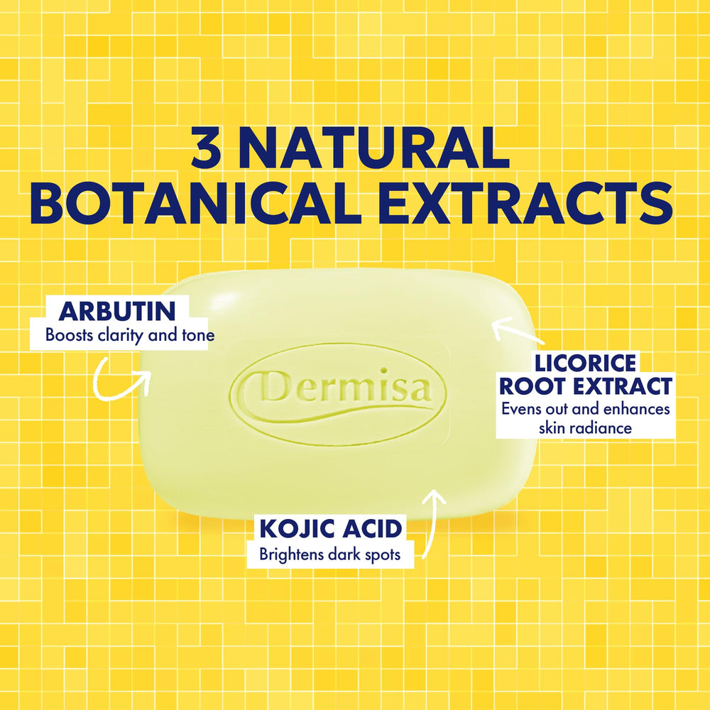 Dermisa brightening bar with licorice root gently lightens dark spots.