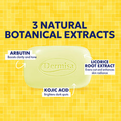Dermisa brightening bar with licorice root gently lightens dark spots.