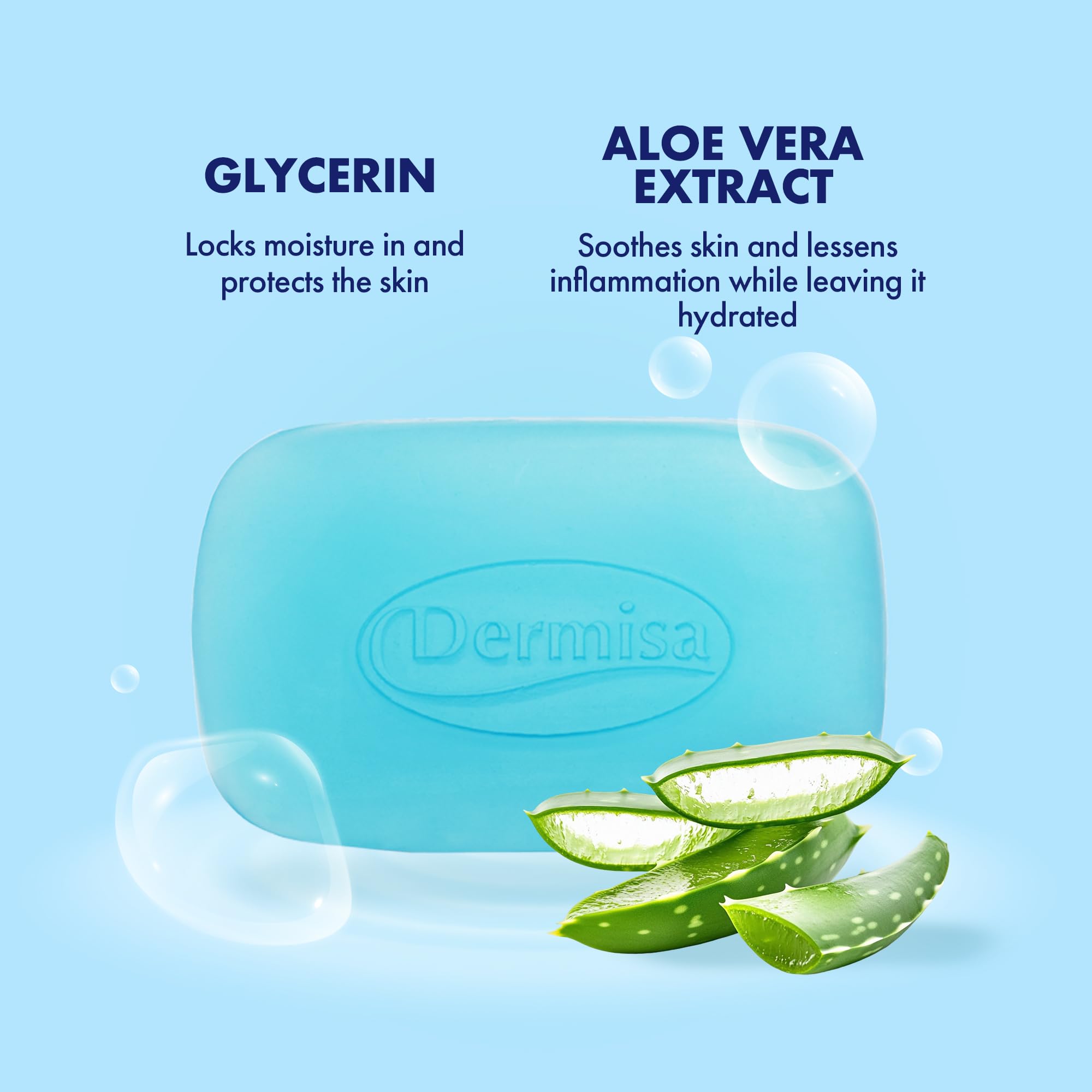 Dermisa glycerin bar soap in hand demonstrates gentle cleansing without drying.