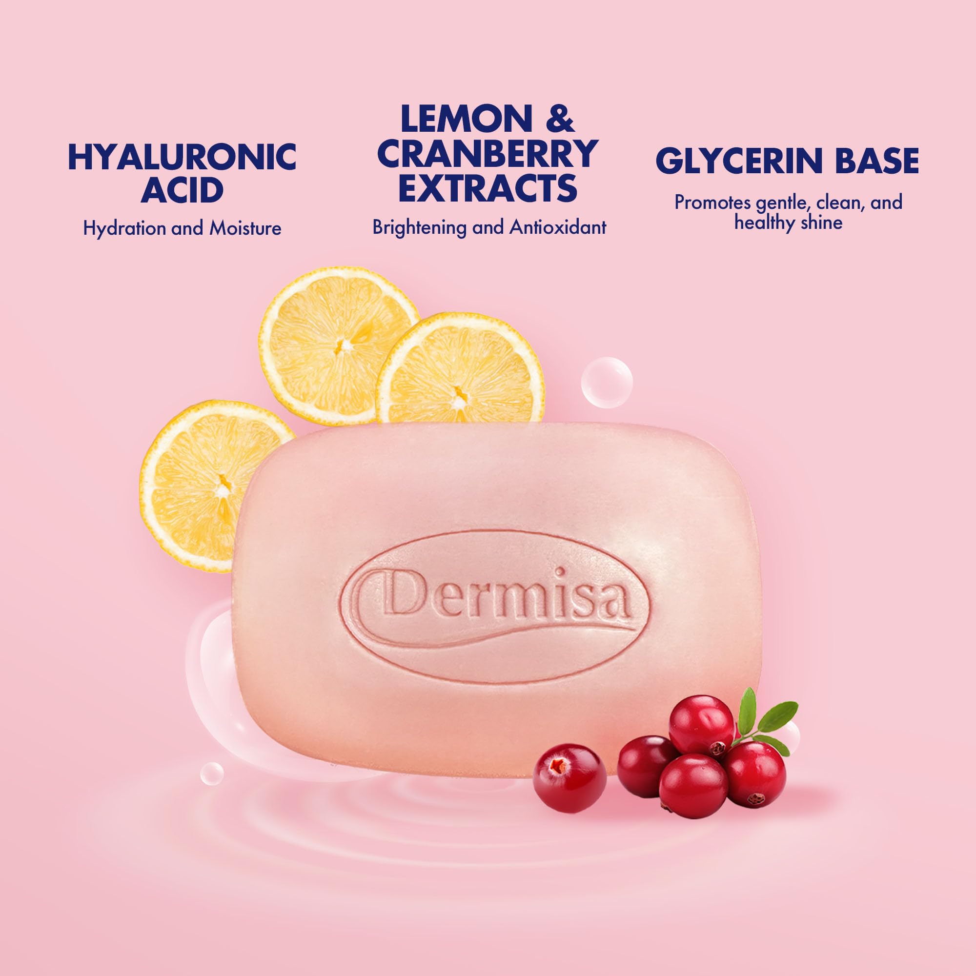 Dermisa Super Plus Brightening Bar with hyaluronic acid highlights hydration during cleansing