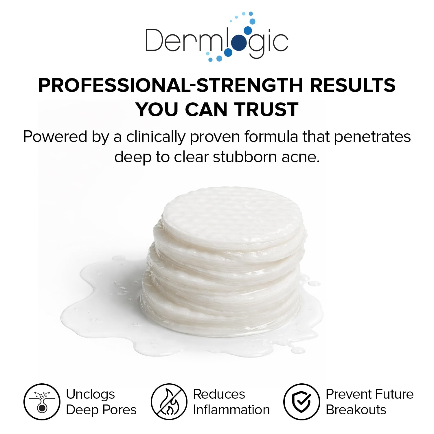 Dermlogic acne pads showing refreshed skin after use