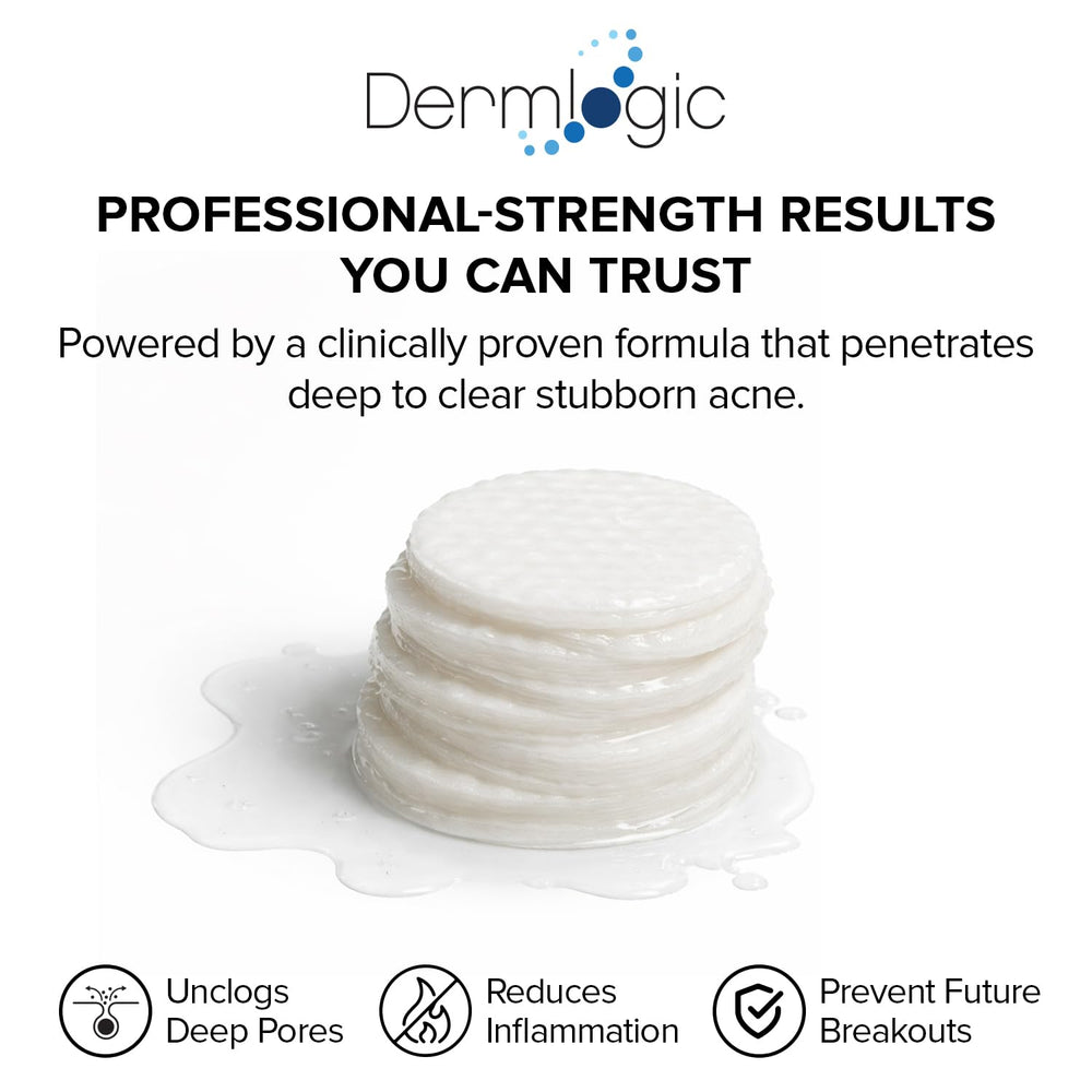 Dermlogic acne pads showing refreshed skin after use