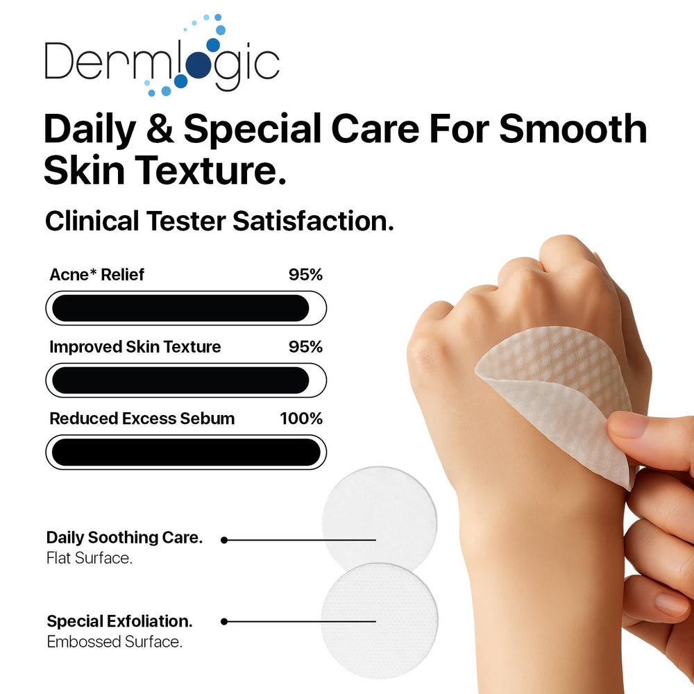 Dermlogic acne pads targeting a facial blemish for spot care