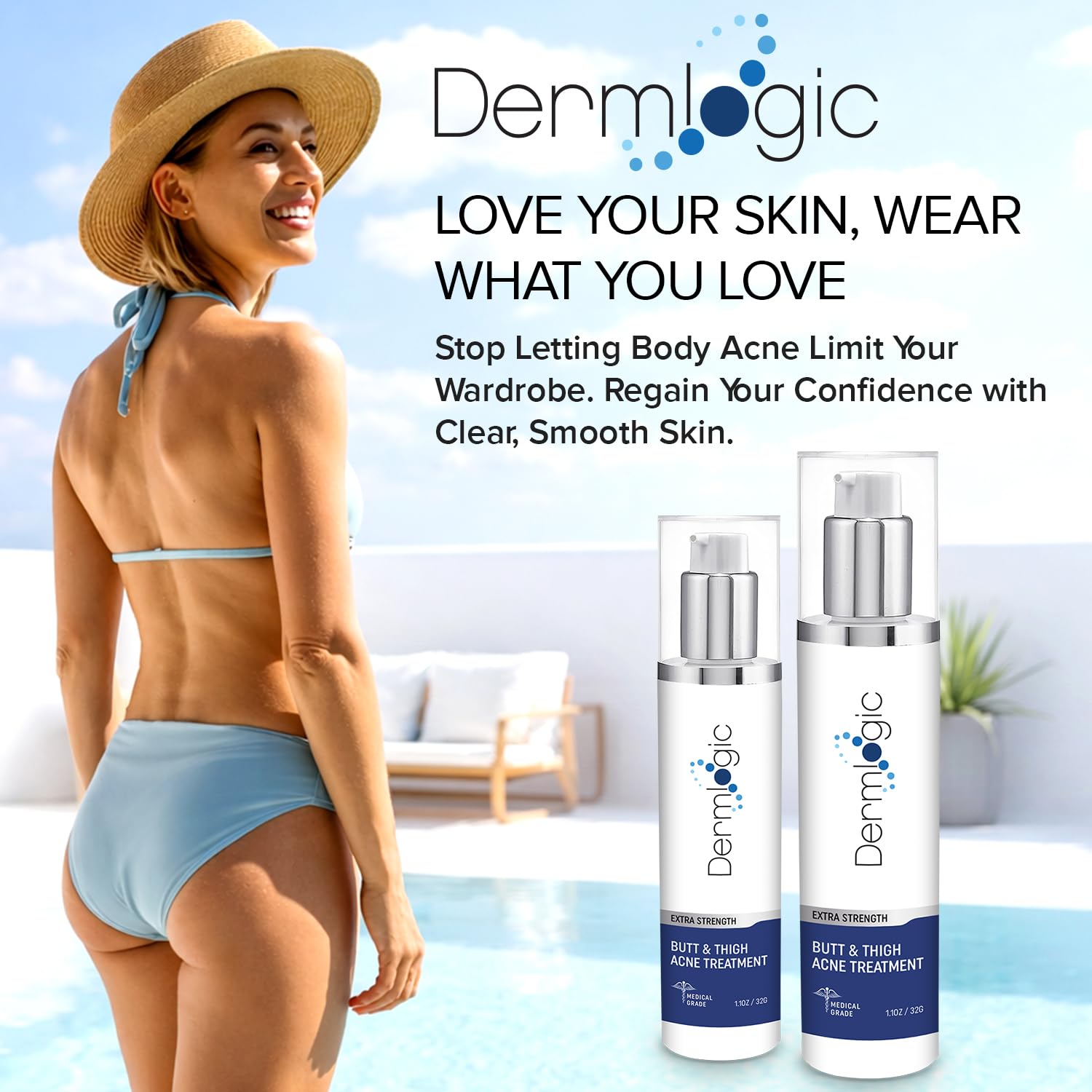 Dermlogic butt-thigh acne treatment clarity and glow on skin
