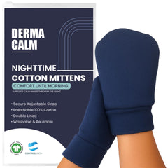 DermaCalm organic cotton glove close-up showing ultra-soft fabric for sensitive skin.