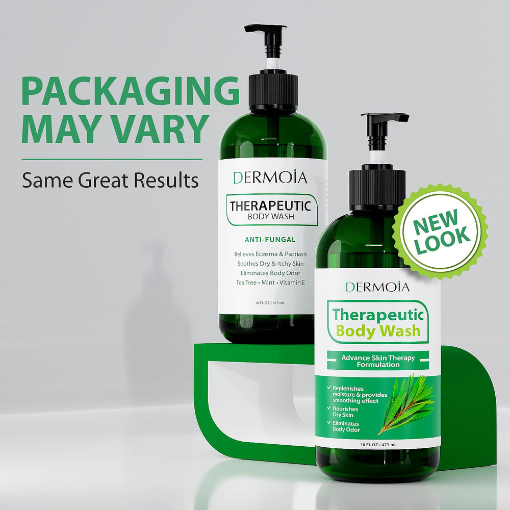 DERMOIA Tea Tree Oil Body Wash lather close-up highlights rich foam for daily washing.