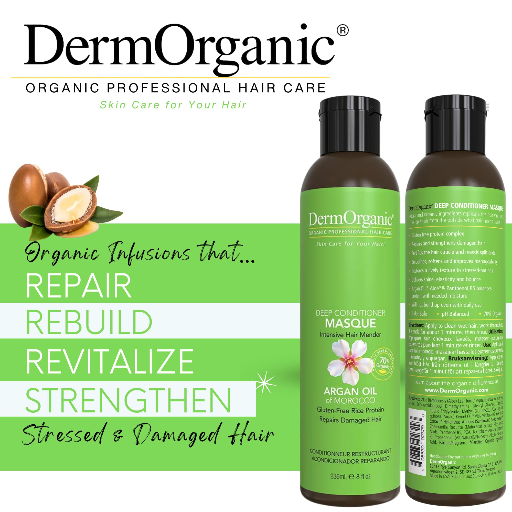 DermOrganic Argan Oil blend creates soft, silky finish and natural glow.