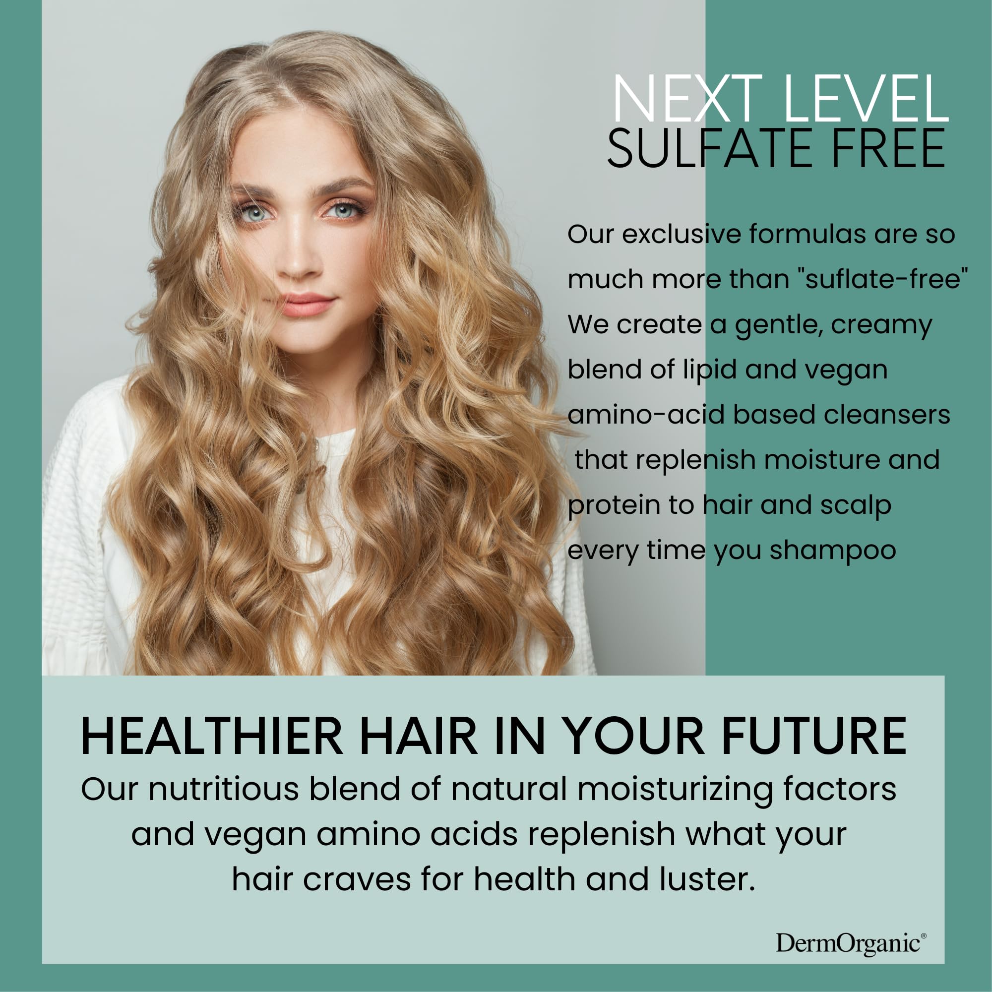 DermOrganic Daily Hydrating Conditioner on shiny, healthy-looking hair after use.