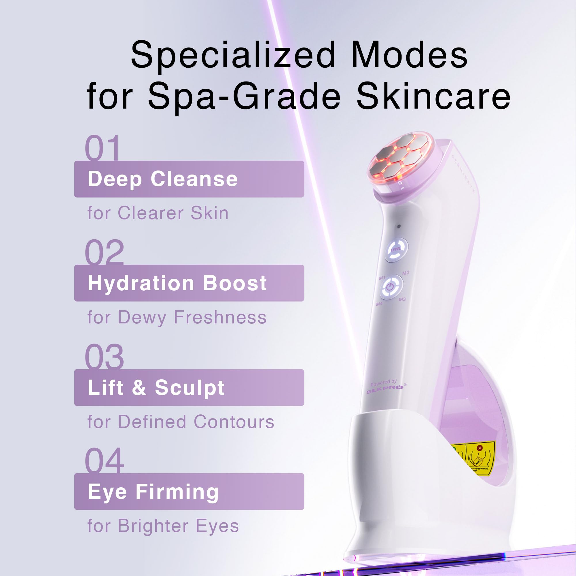 DermRays M1 large head covers cheeks and forehead for broad treatment