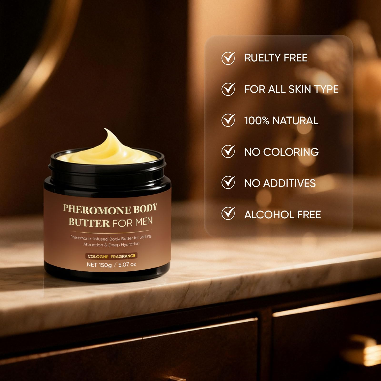 Derperzi pheromone body butter gym travel – keeps skin refreshed on the go.