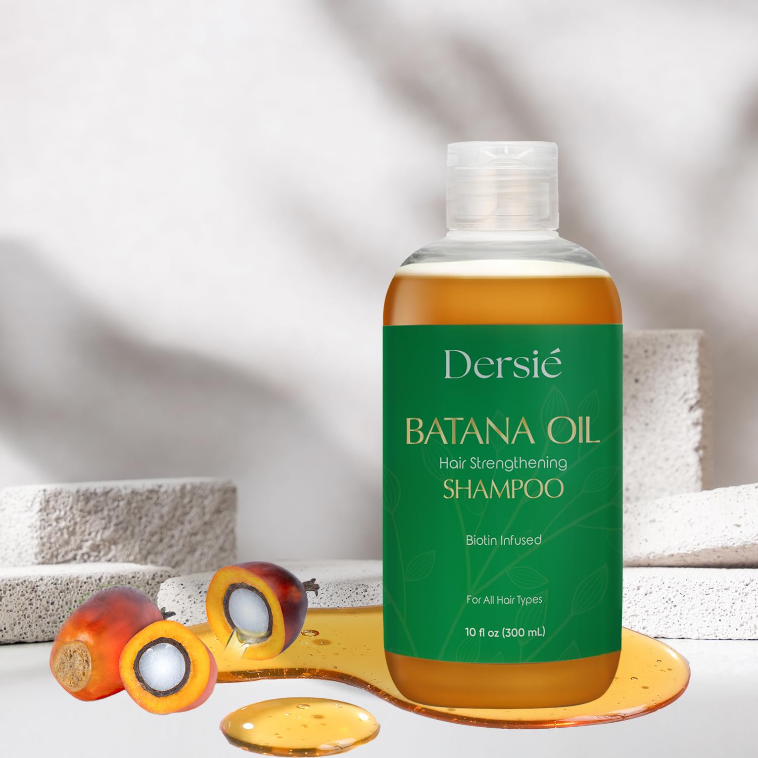 Dersie Batana Oil Shampoo scalp massage gesture suggests nourishment