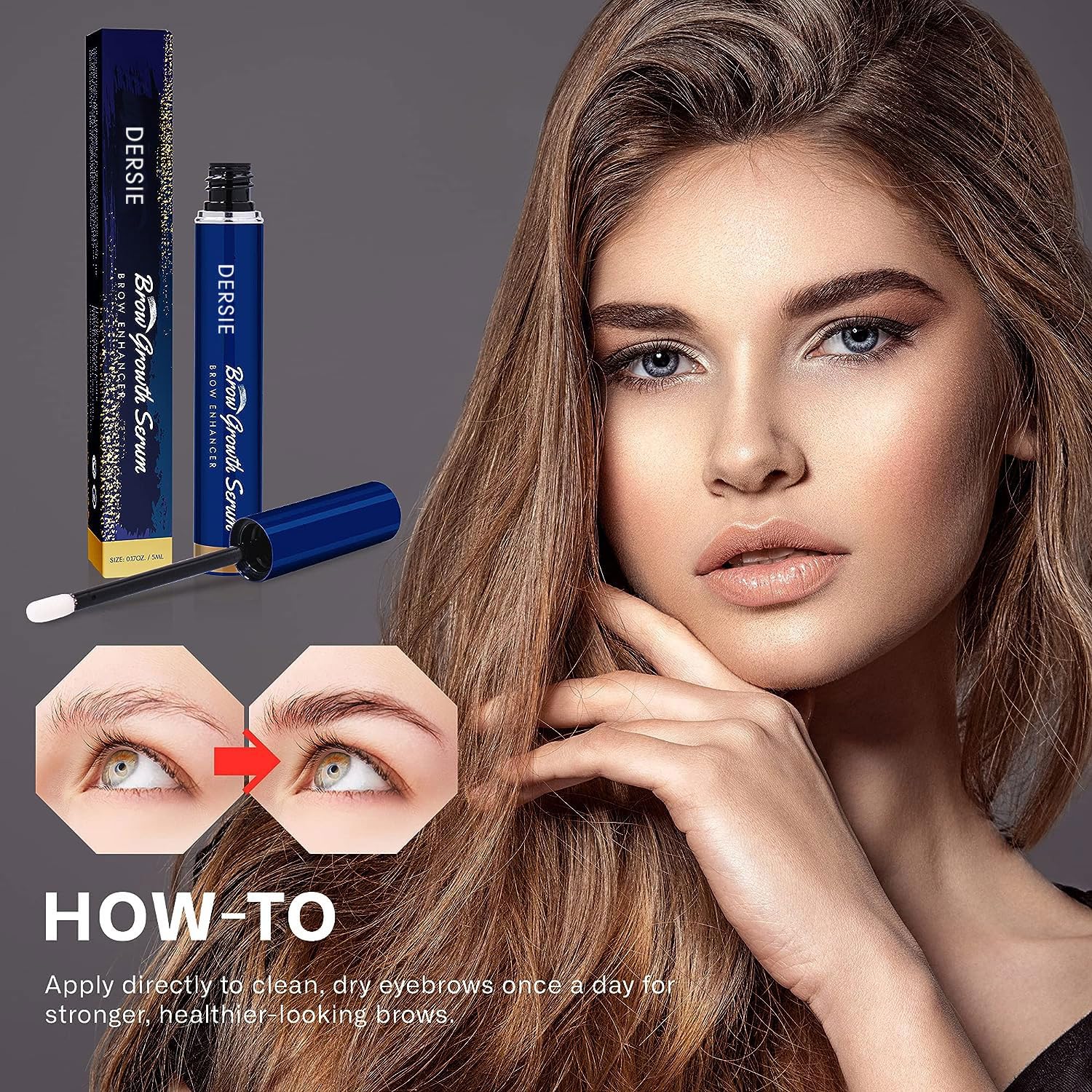 Dersie Eyebrow Growth Serum applicator tip close-up for precise application