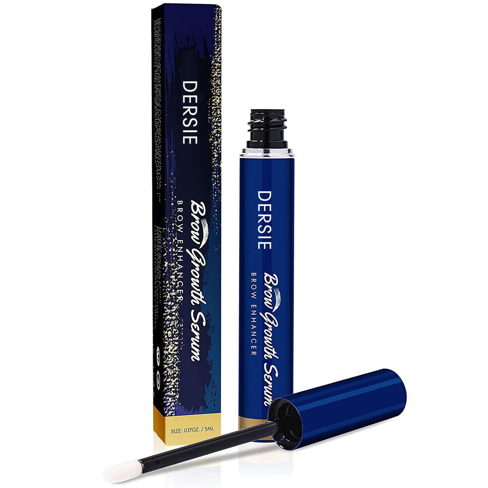 Dersie Eyebrow Growth Serum duo-pack beside travel case for on-the-go use