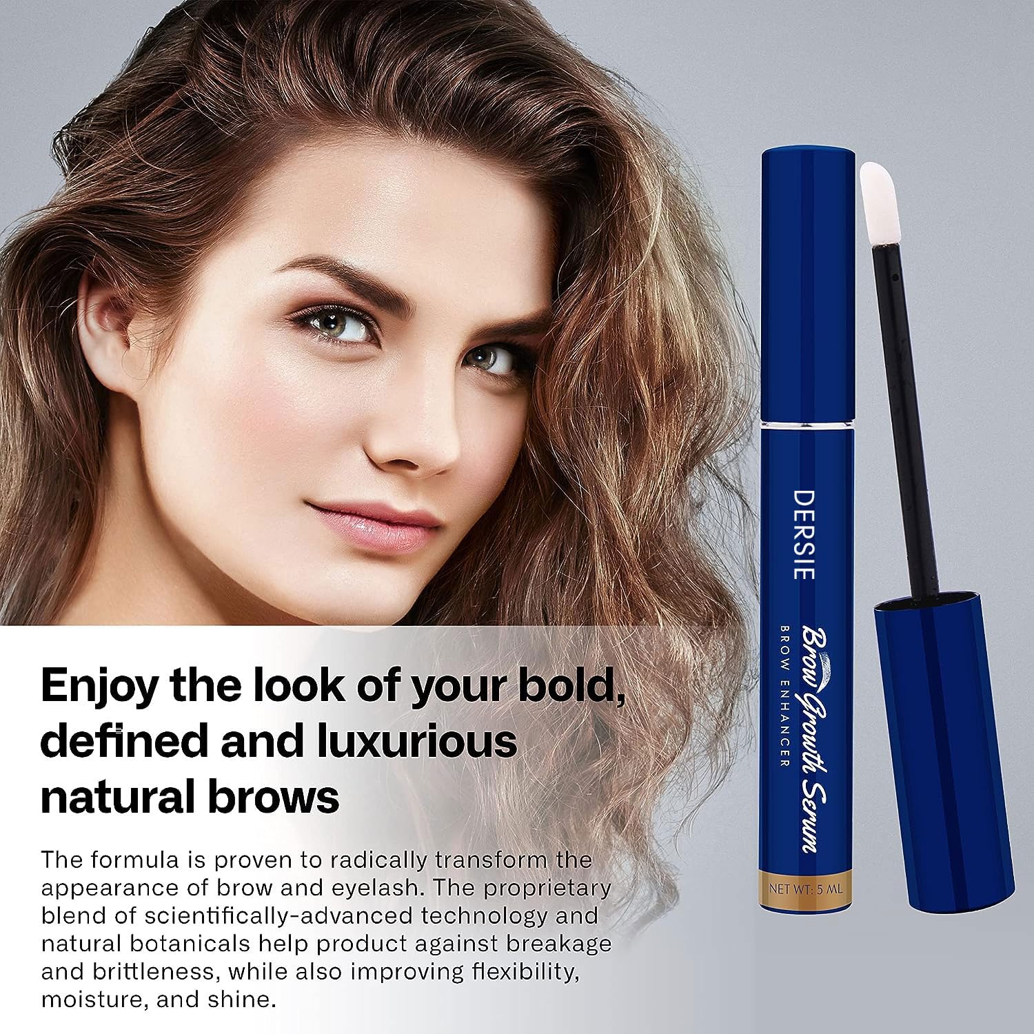 Dersie Eyebrow Growth Serum duo-pack bottles angled for daily use
