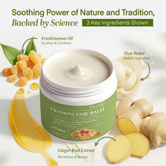 Ingredients of Dersie balm: frankincense, shea butter, coconut oil for skin nourishment