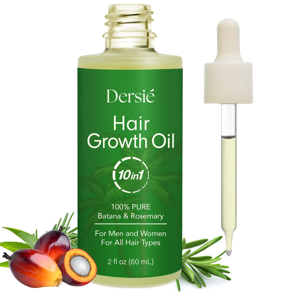 Dersie Hair Growth Oil bottle with Batana and Rosemary for scalp nourishment.