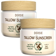 Dersie beef tallow sunscreen packaging ready for travel.
