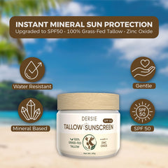 Dersie SPF 50 sunscreen on body balm, easy to spread for full coverage.