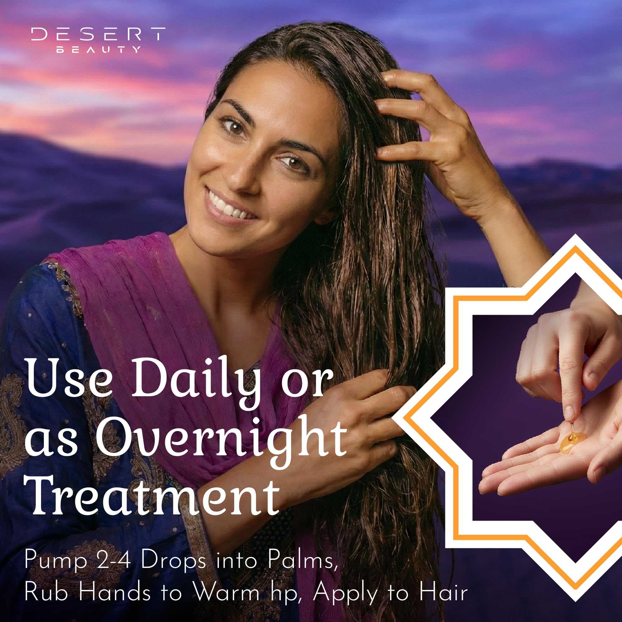 Desert Beauty Argan Oil satin shine highlights natural luster with a soft, velvety finish