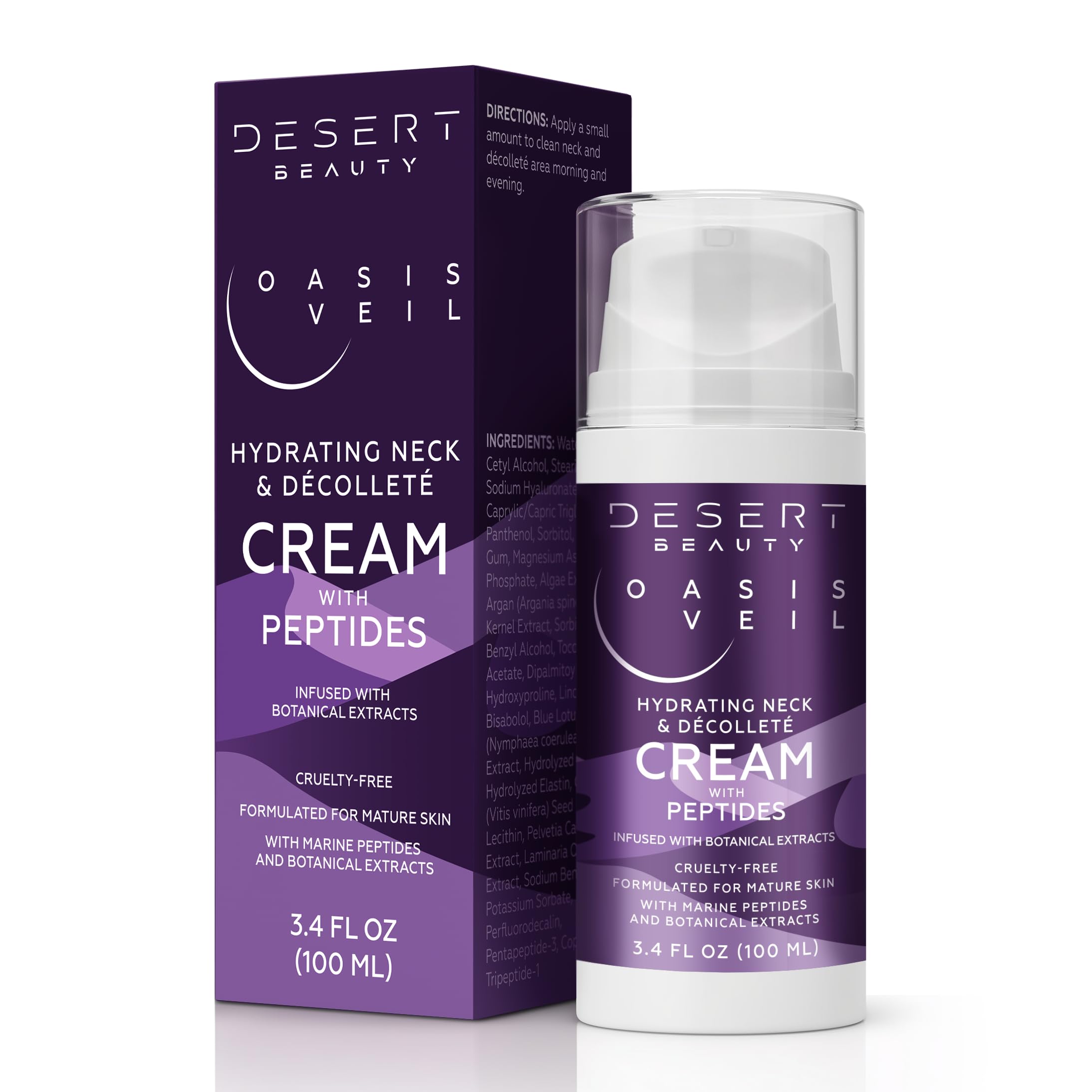 Desert Beauty neck firming cream bottle for targeted lifting.