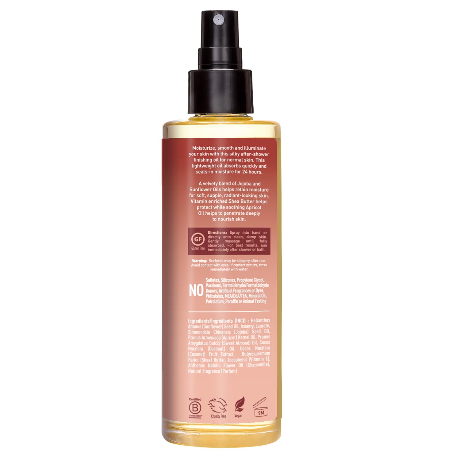 Desert Essence after-shower body oil spray for smooth, comfortable skin