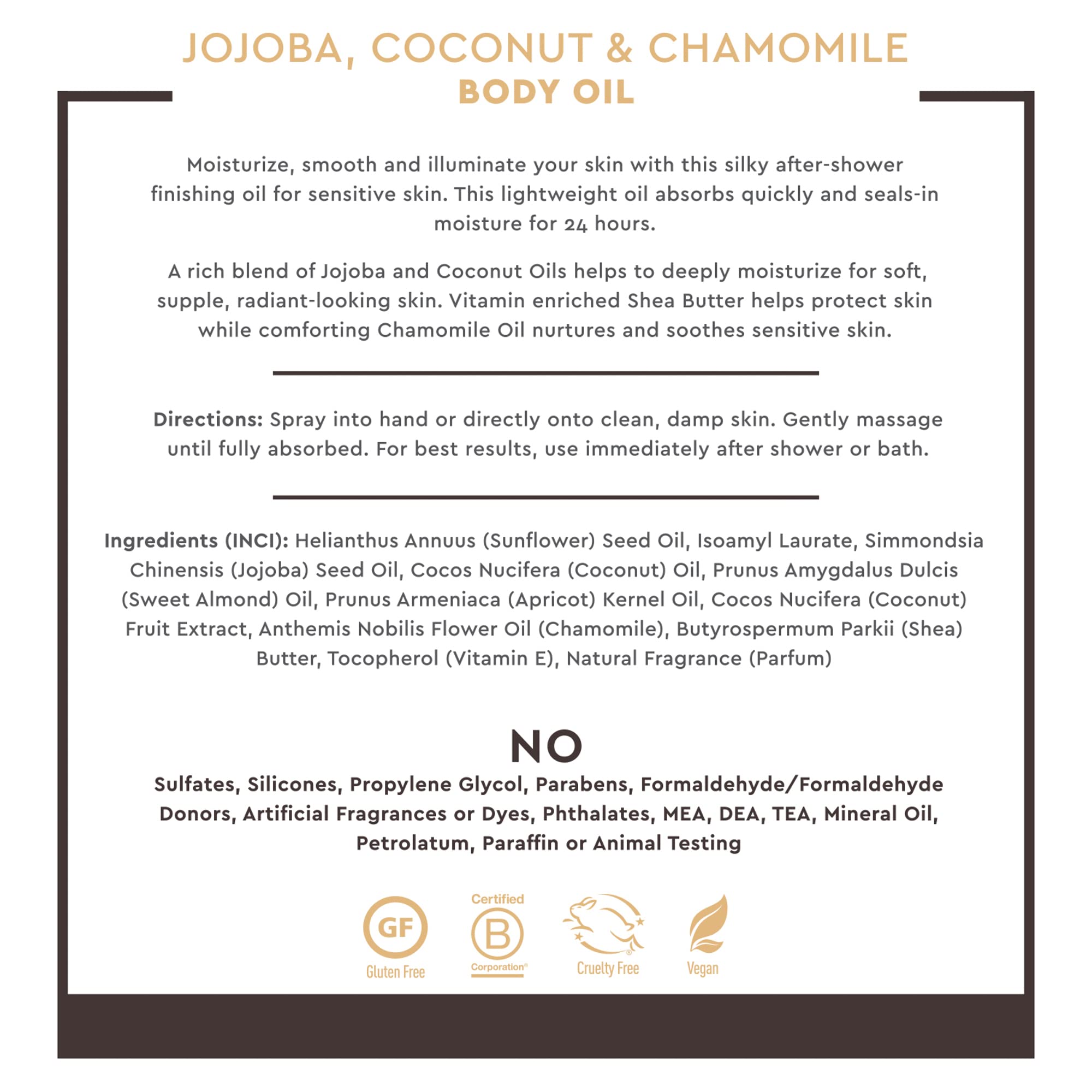 Chamomile extract detail suggests calming care for skin.
