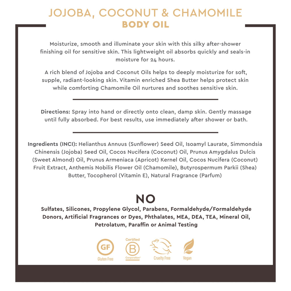 Chamomile extract detail suggests calming care for skin.