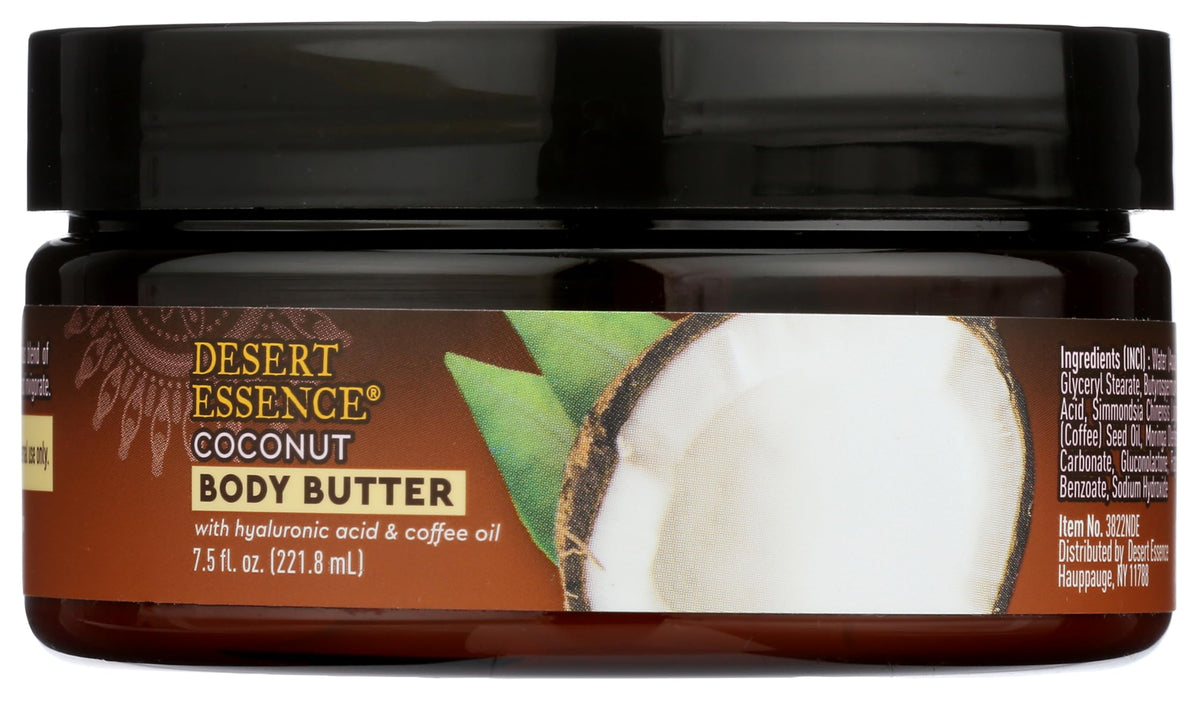 Desert Essence Coconut Body Butter jar delivering deep hydration